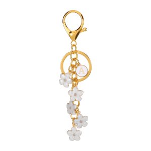 Daisy Flower Initial Letter - Bag Charm (White)